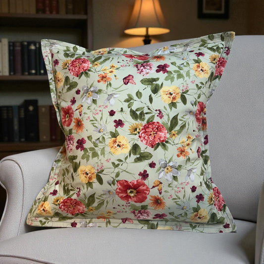 Coral Floral Cotton Pillow Sham - Insert sold separately