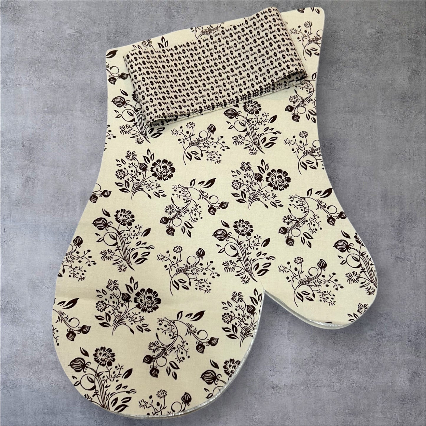 Brown Floral Print Oven Mitt Sewing Kit- Makes 1 Mitt