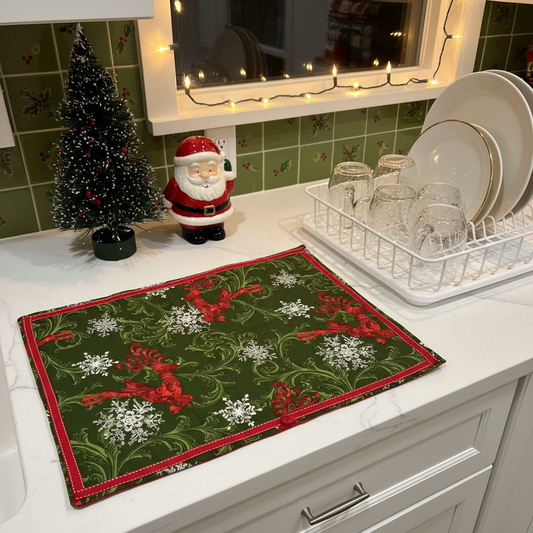 Christmas Kitchen Dish Drying Mat, Kitchen Counter Mat