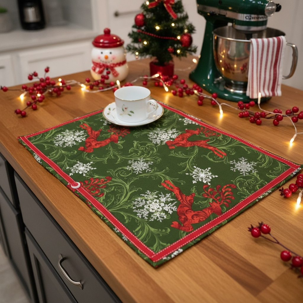 Christmas Kitchen Dish Drying Mat, Kitchen Counter Mat