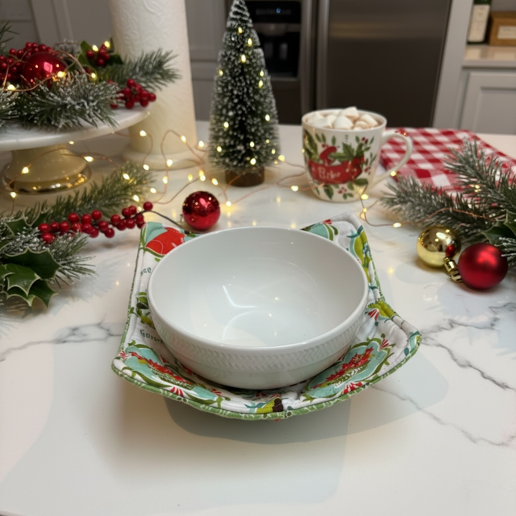Christmas Soup Bowl Hugger, Soup Cozy, Microwave Soup Hugger