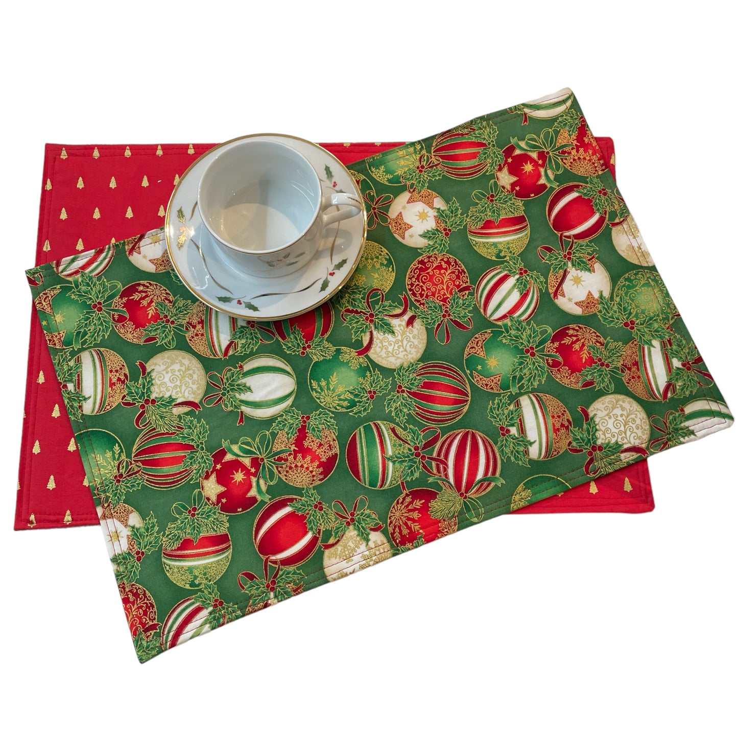Christmas Table Placemat, Reversible Set of Two Luxury Placemats