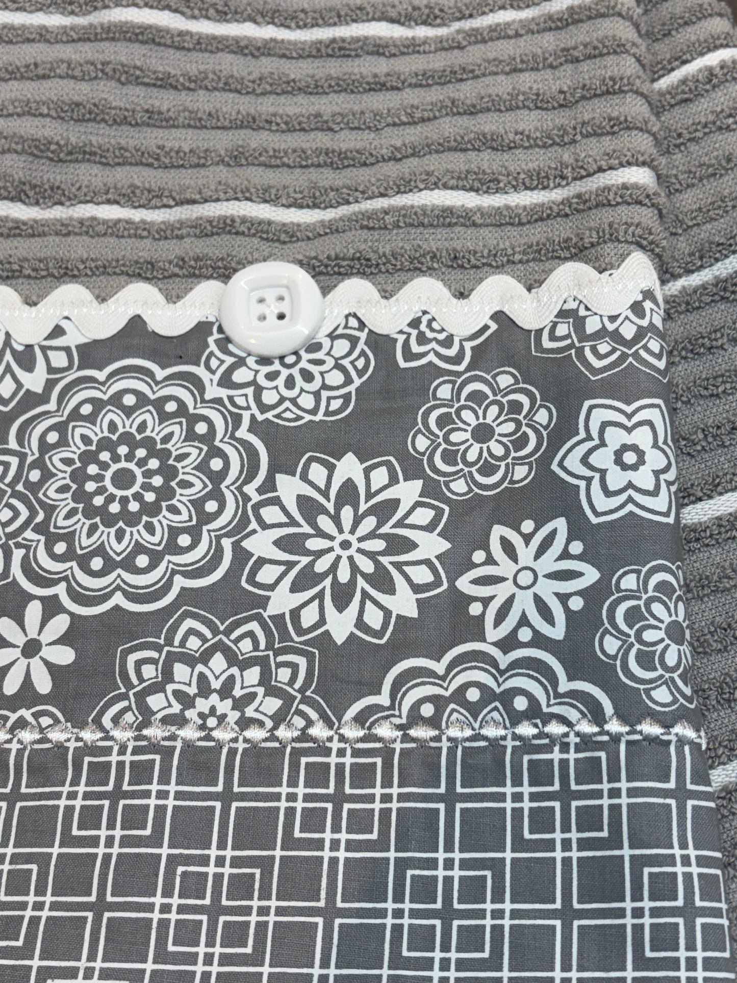 Handmade Cotton Tea Towel with Quilted Accent Trim