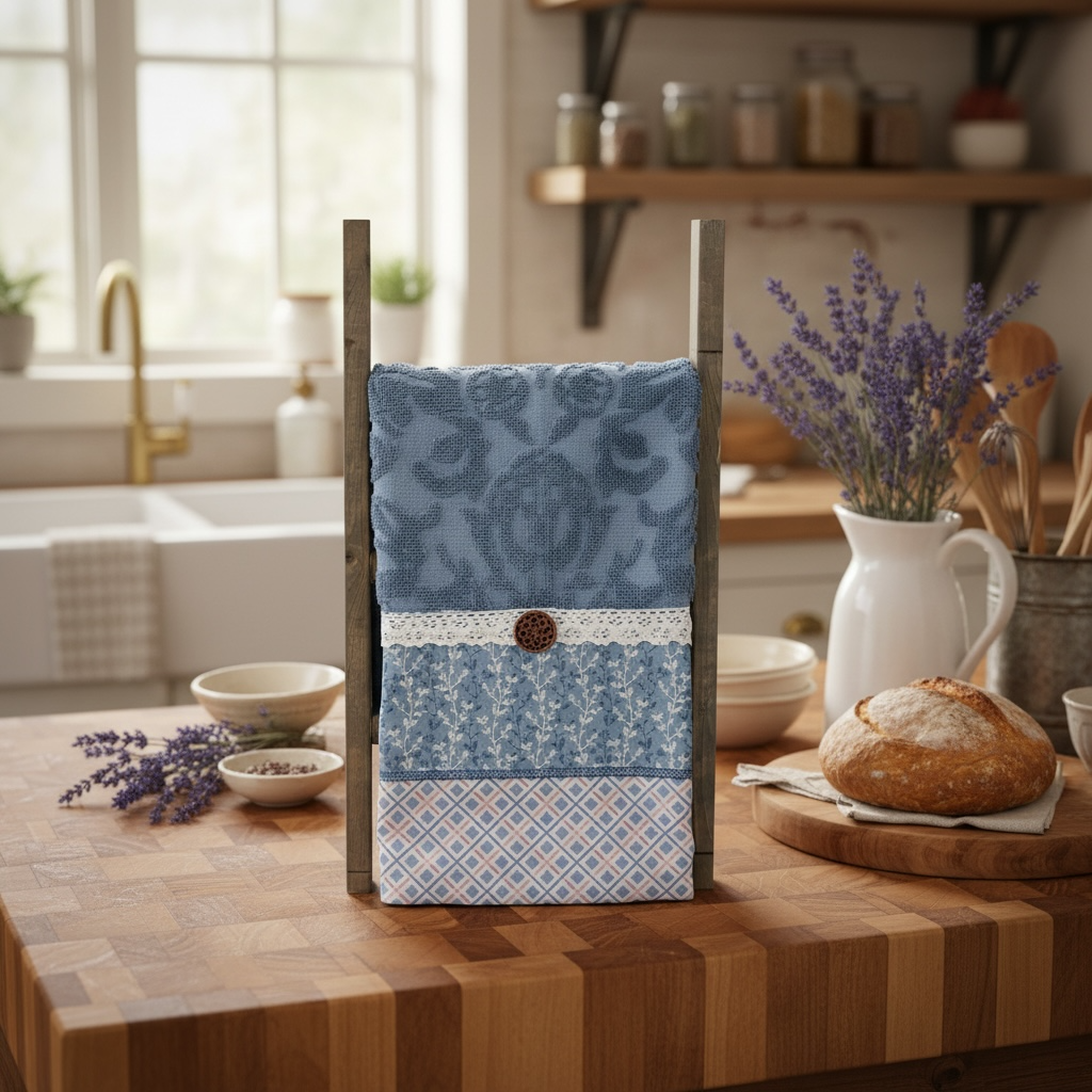 Handmade Blue Farmhouse Cotton Tea Towel