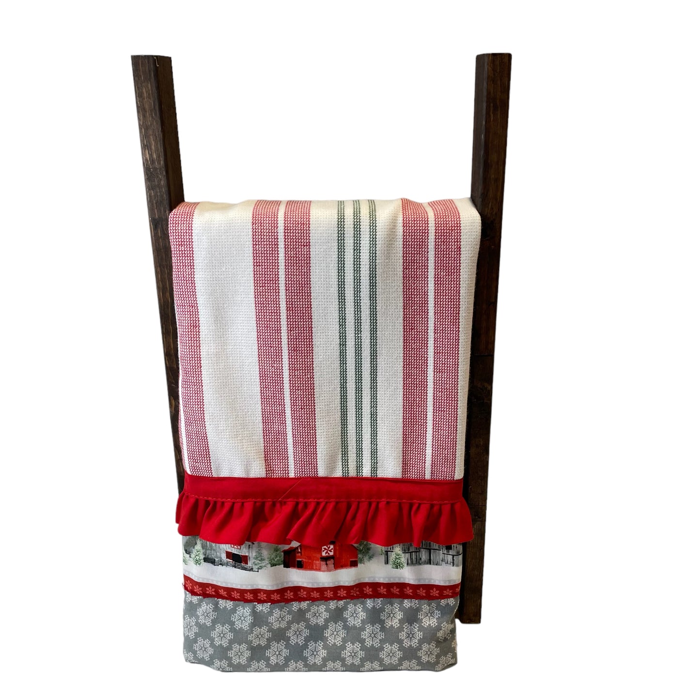 Country Kitchen Dish Towel, Red White and Green Christmas Kitchen Towel