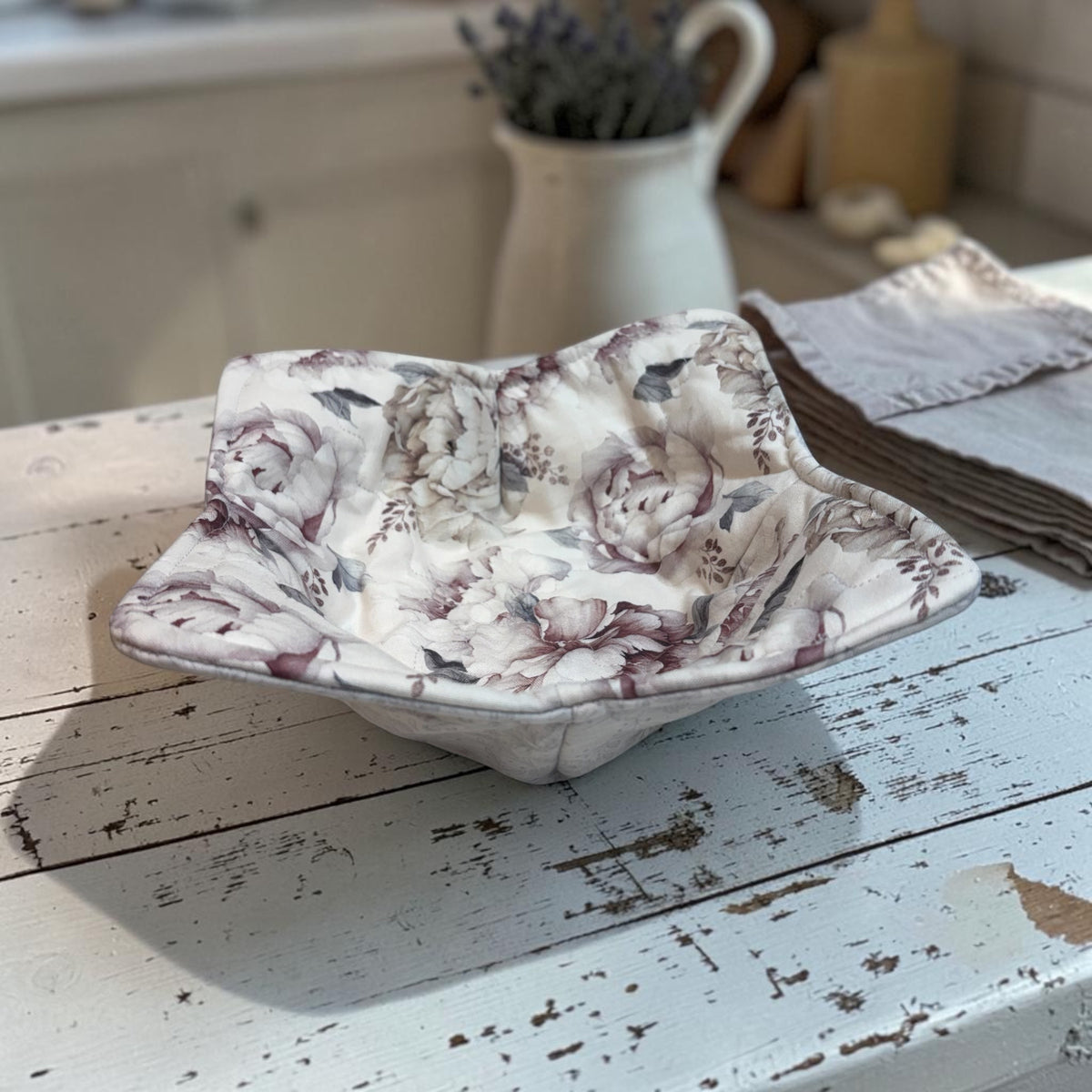 Floral Farmhouse Soup Bowl Cozy – Handmade Bowl Holder
