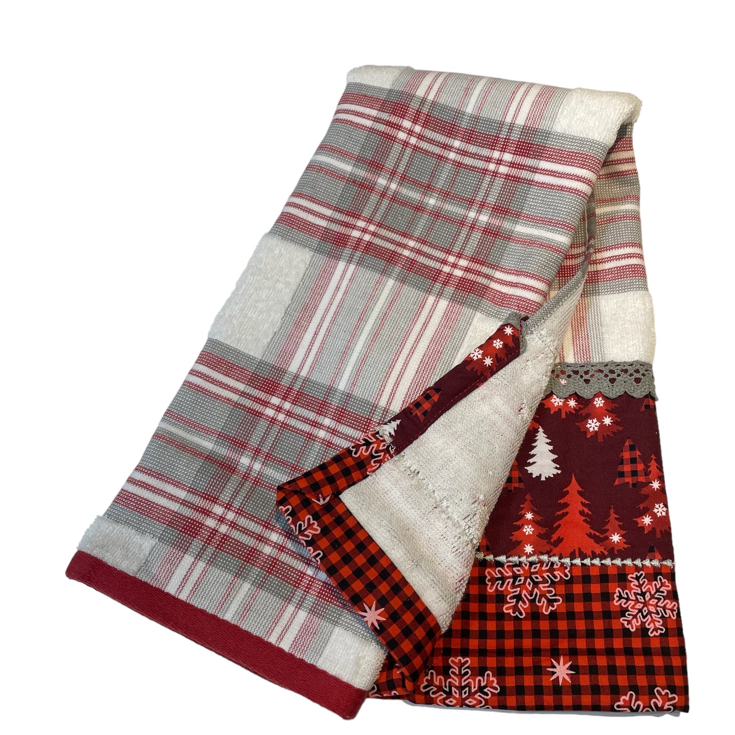 Red and White Christmas Kitchen Tea Towel