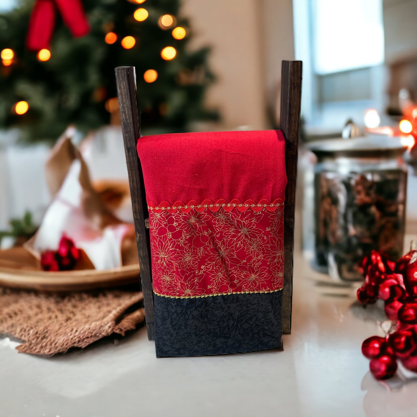 Red Luxury Christmas Dish Towel
