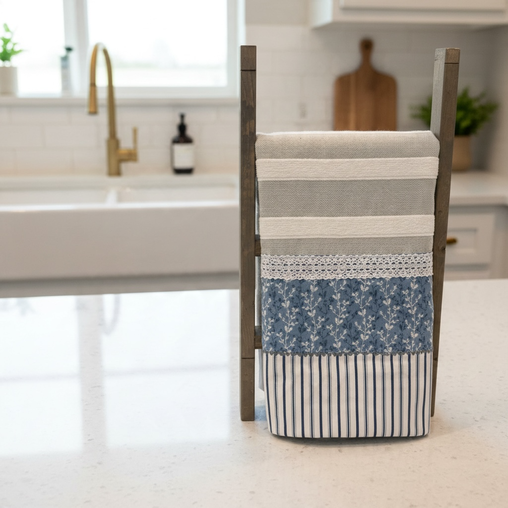 Handmade Blue Farmhouse Tea Towel