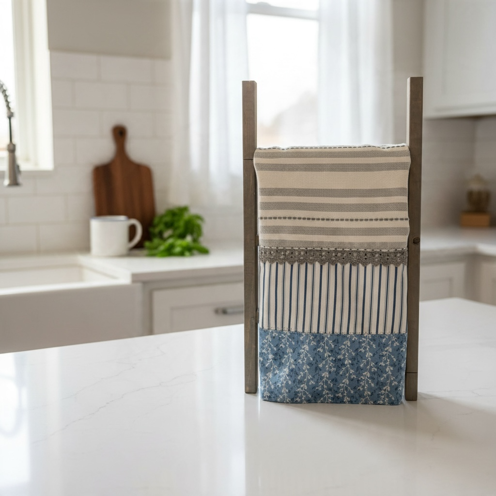 Handmade Blue Pinstripe Farmhouse Tea Towel