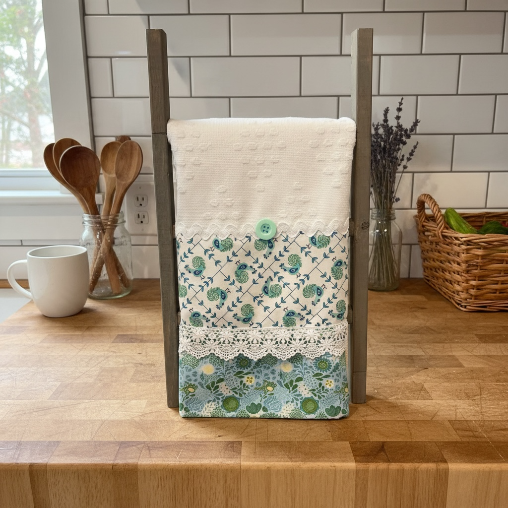 Tea Towel - Chickens and Lace