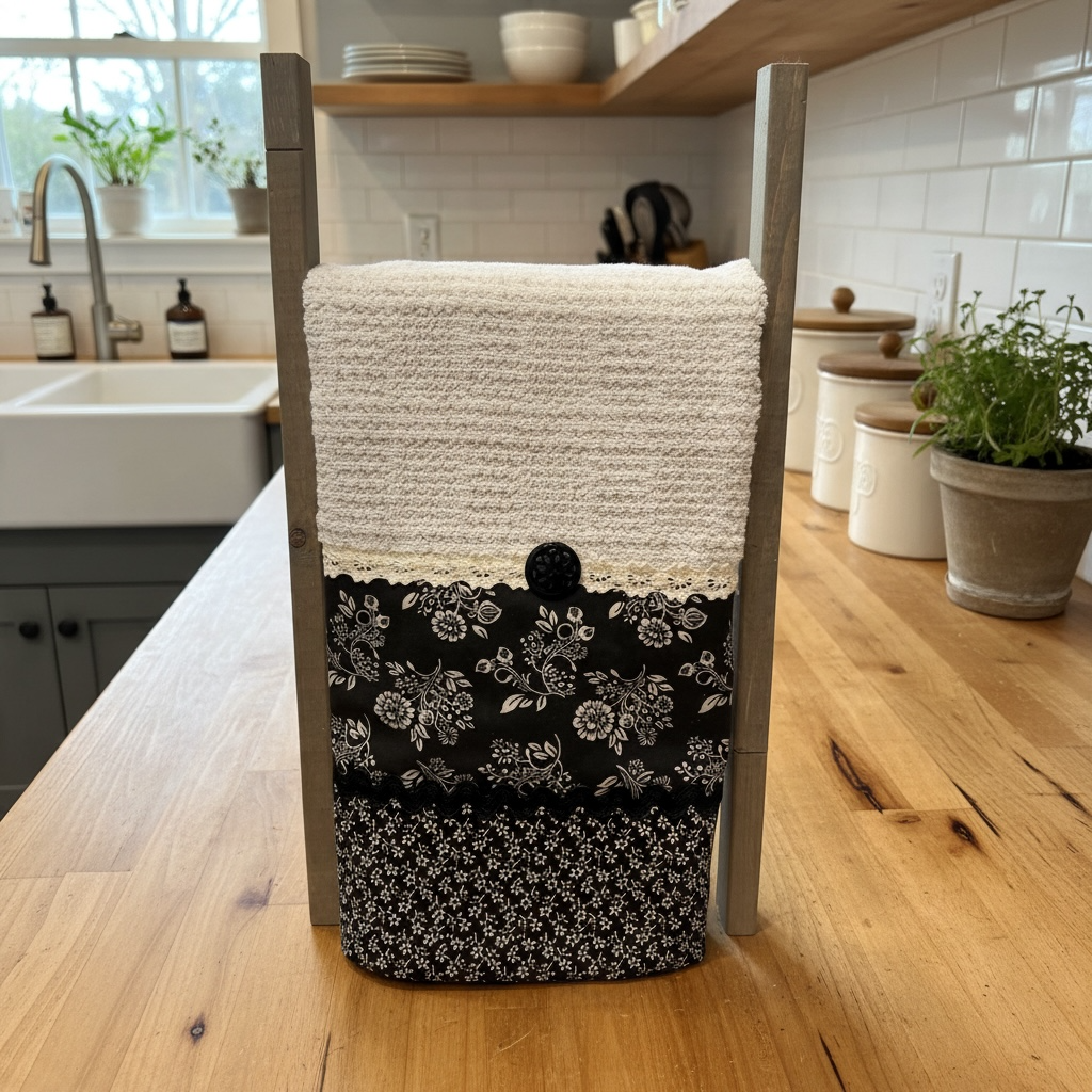 Black and Taupe Dish Towel - Crafted in Canada