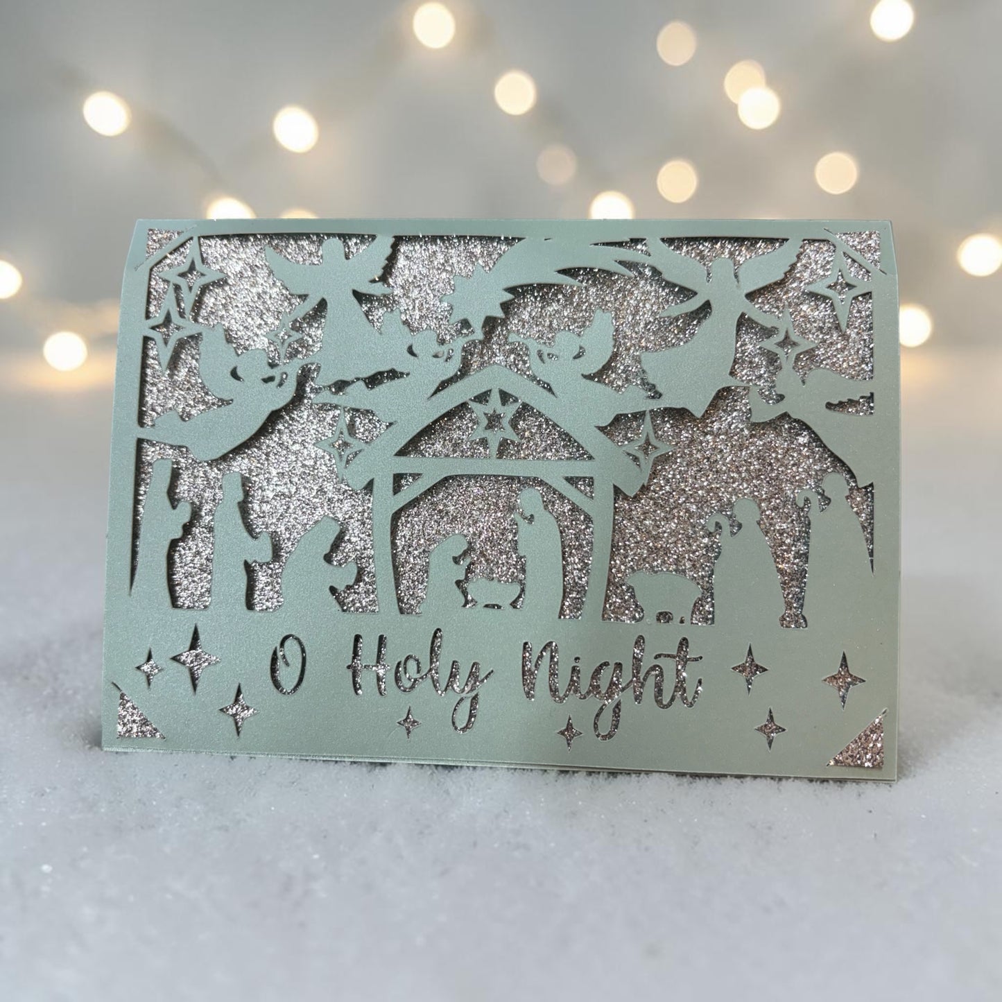 O Holy Night Nativity Christmas Card SVG | Religious Christmas Digital Card Design | Cricut, Silhouette, EPS, CDR, DXF & AI
