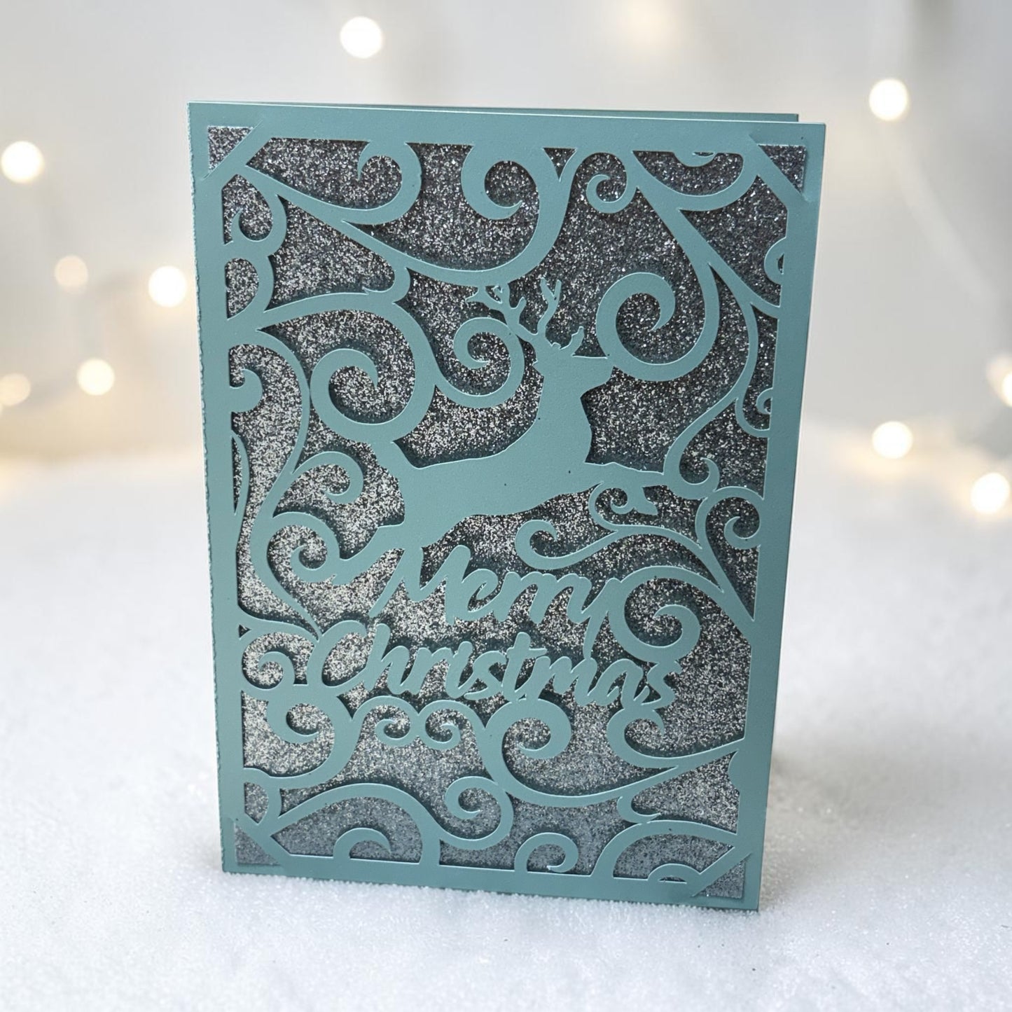 Reindeer Christmas Card SVG – 5x7 Layered Holiday Card Digital Download for Cricut & Cutting Machines