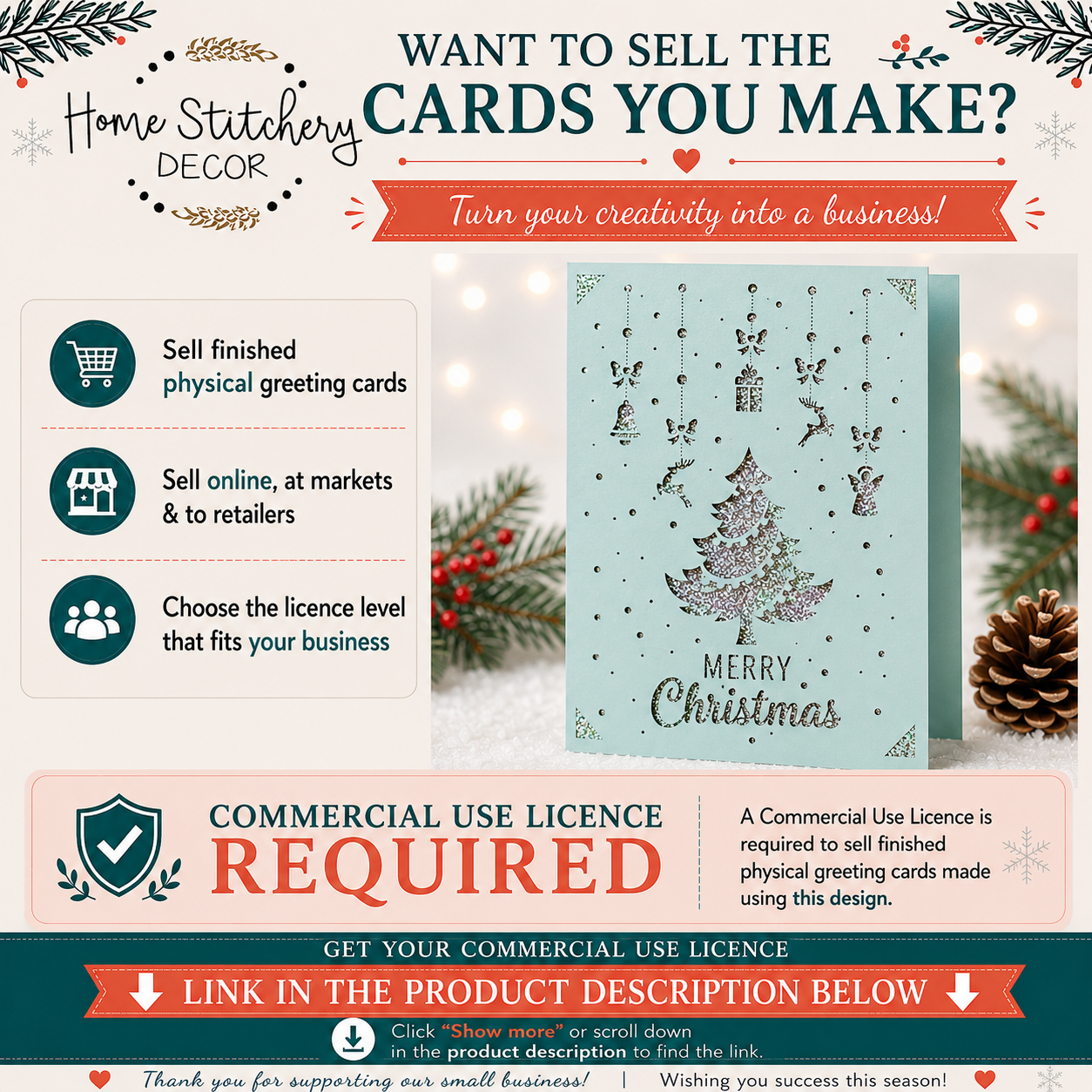 Christmas Tree Ornament Card SVG | Merry Christmas Digital Card Design | Cricut, Silhouette, EPS, CDR, DXF & AI