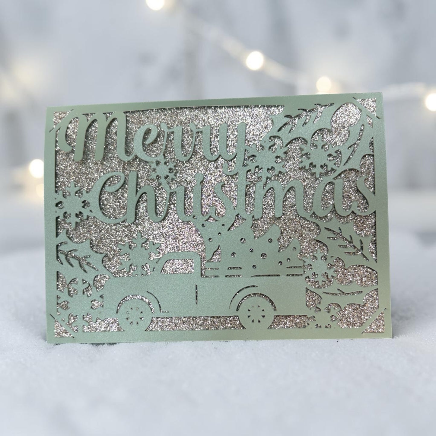 Christmas Truck Card SVG | Merry Christmas Vintage Truck Digital Card Design | Cricut, Silhouette, EPS, CDR, DXF & AI