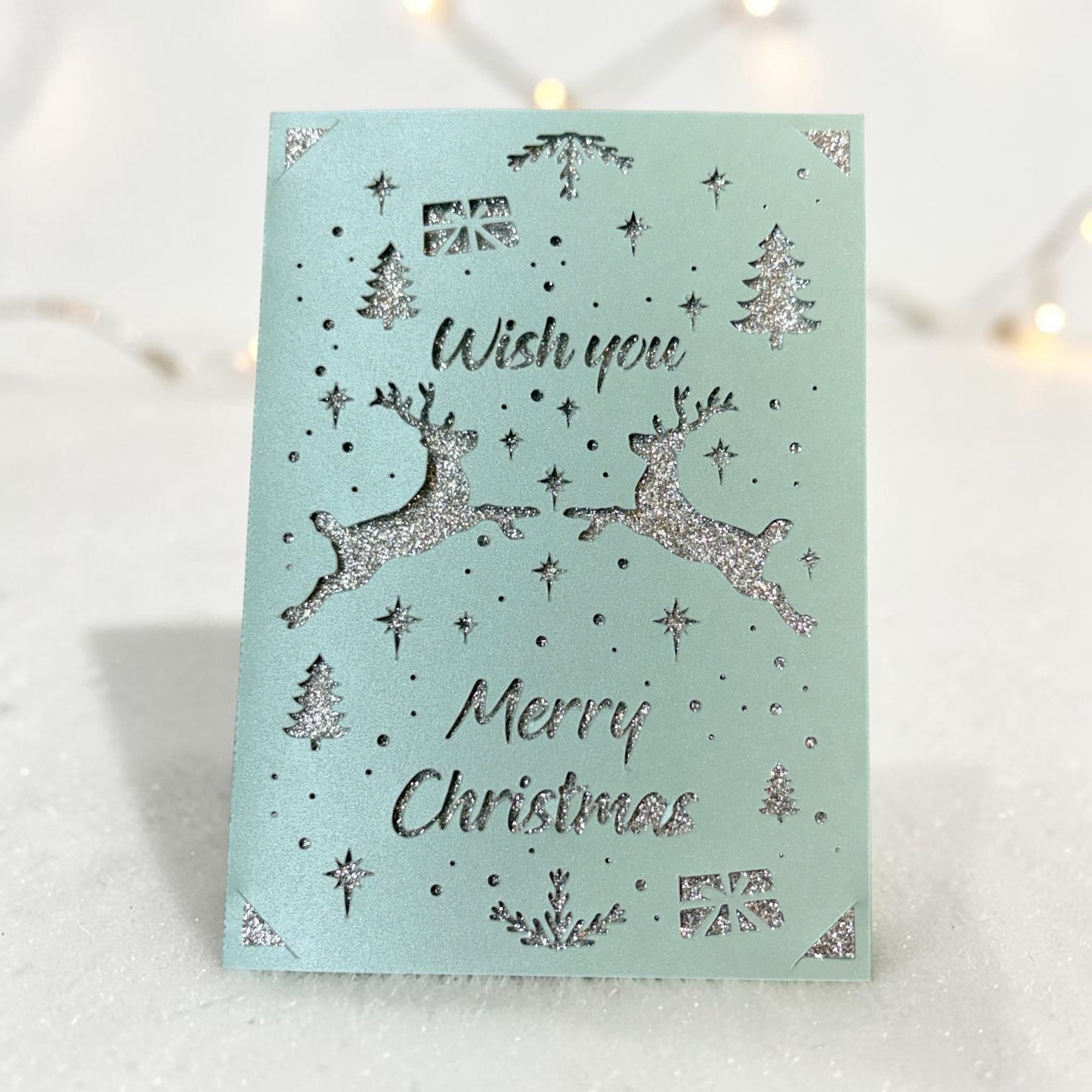 Reindeer Merry Christmas Card SVG | Wish You a Merry Christmas Digital Card Design | Cricut, Silhouette, EPS, CDR, DXF & AI