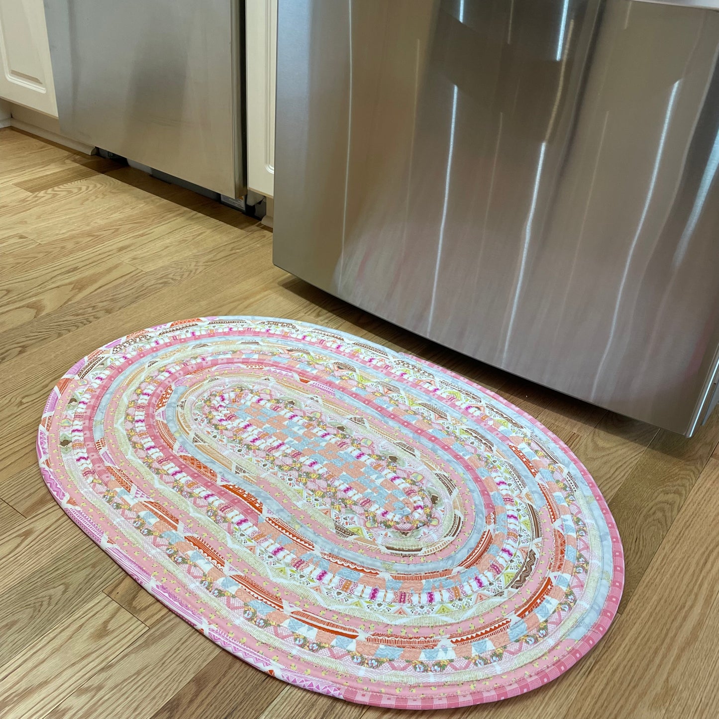 Pink Nursery Rug Made Of Cotton Washable Bedside or Kitchen Throw Rug