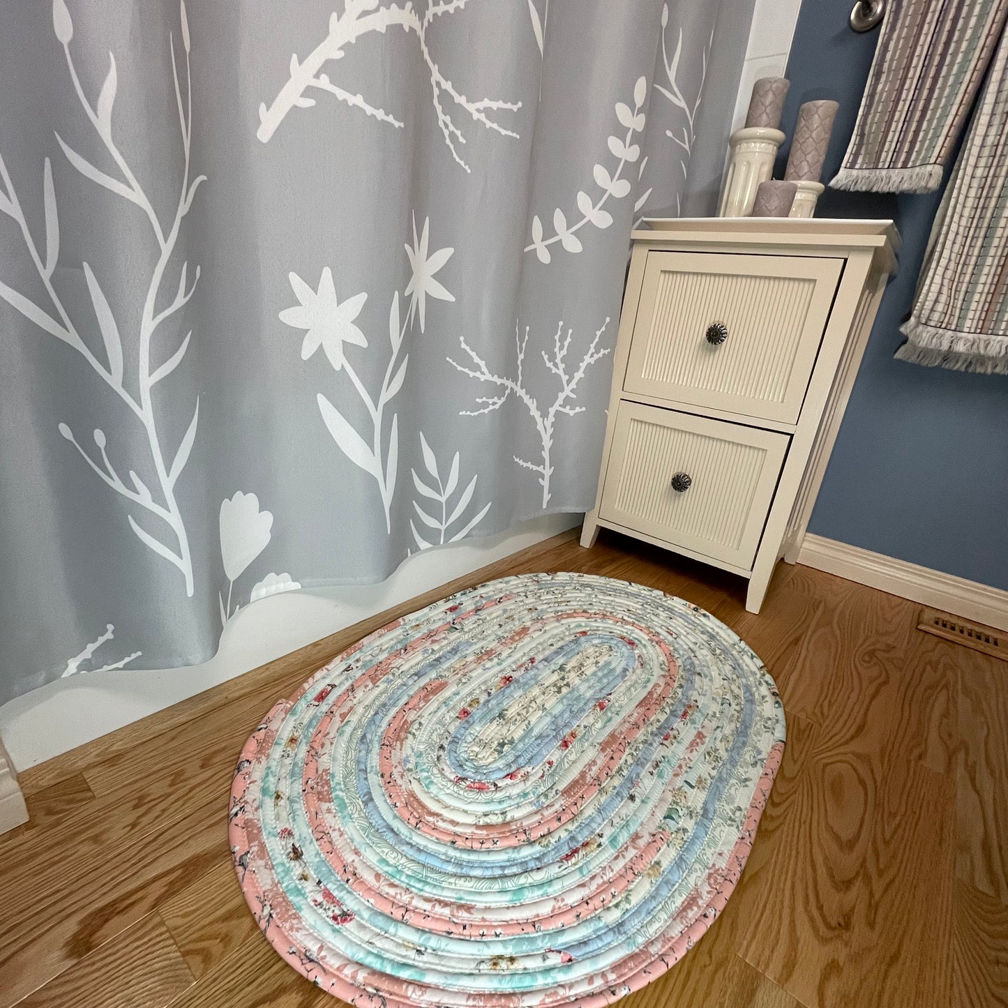 Nursery Rug Pink and Blue Kitchen Throw Rug or Vanity Mat For Bathtub