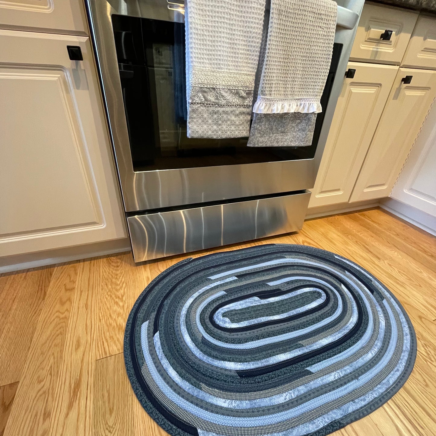 Vintage-Style Blue Cotton Kitchen Sink Rug - One of a Kind, Multipurpose, Made in Canada