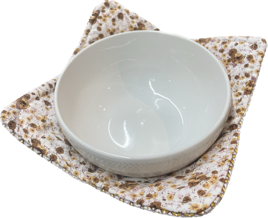 Orange 70's Print Kitchen Soup Bowl Cozy Reversible Microwave Soup Cozy