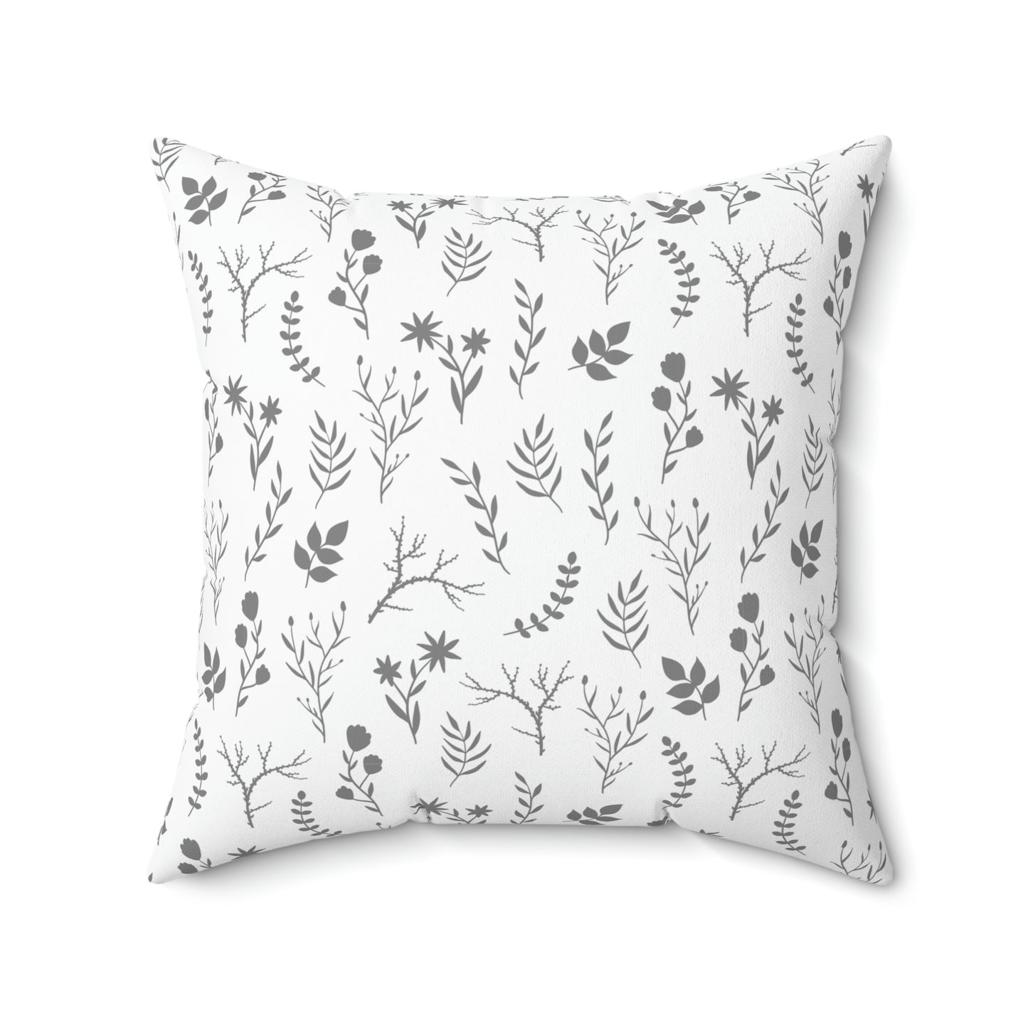 Grey and White Floral Pillow | 4 Sizes Available