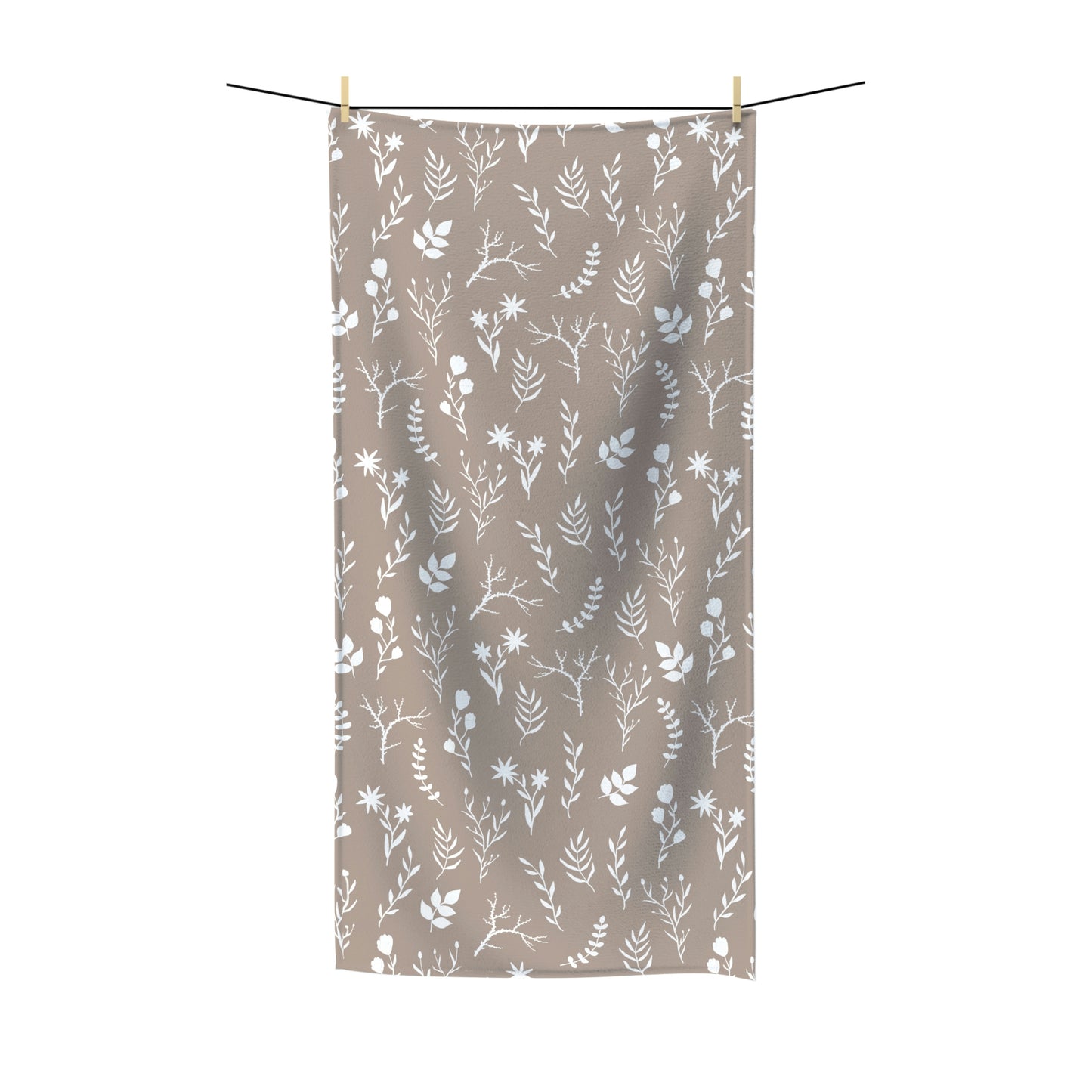 White and Taupe Soft Floral Bath Towel | 2 Sizes Available