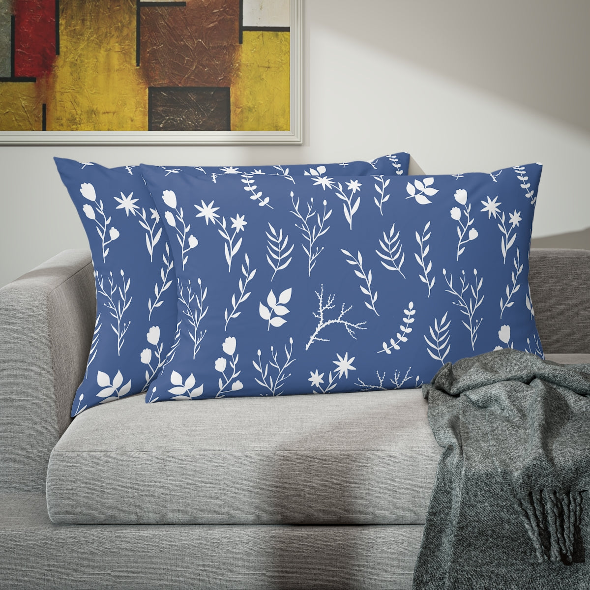 Indigo Blue Pillowcase | Indigo Floral Print Pillowcase | Single Pillow Case - Home Stitchery Decor