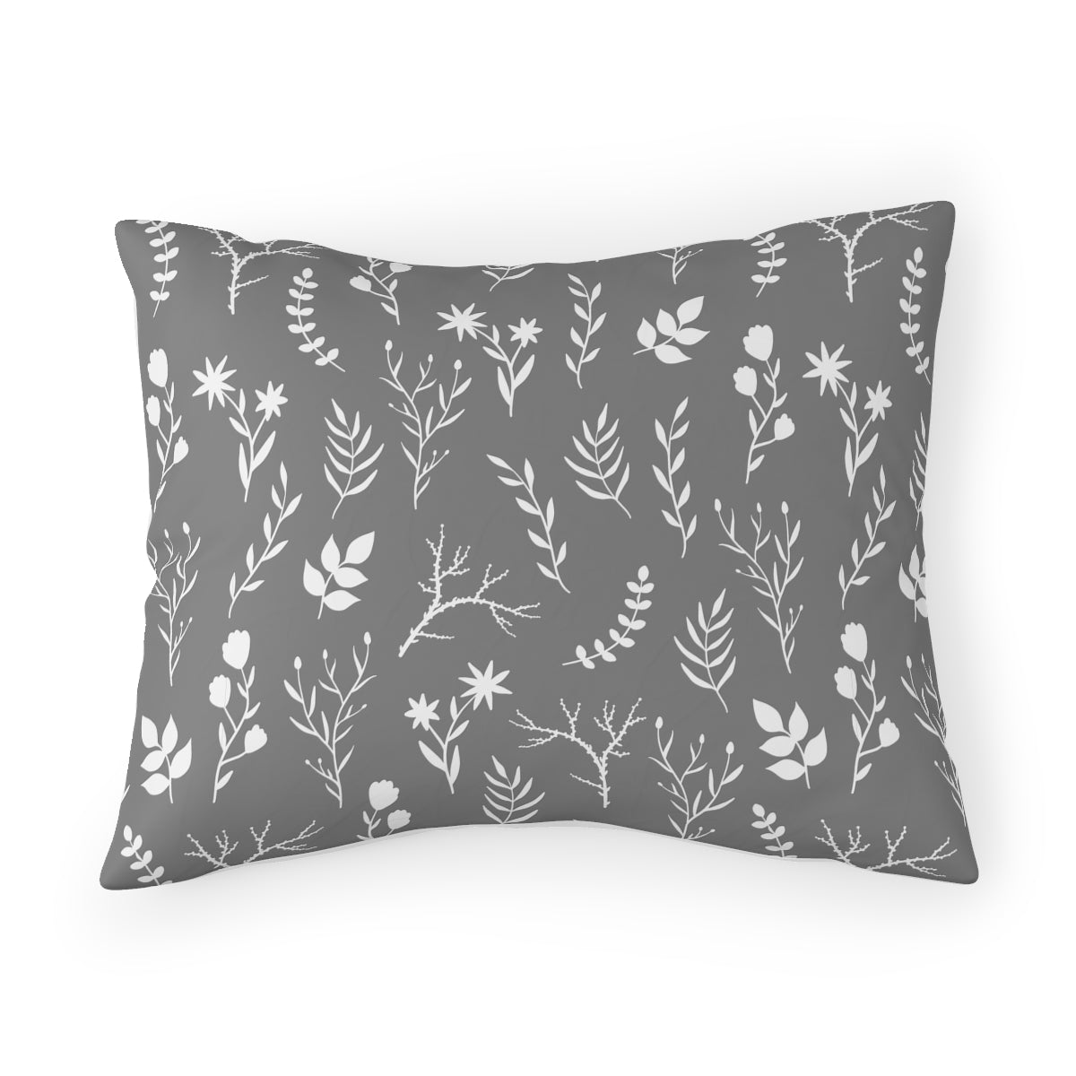 1 Grey and White Floral Print Pillowcase | Modern Grey and White Pillowcase - Home Stitchery Decor