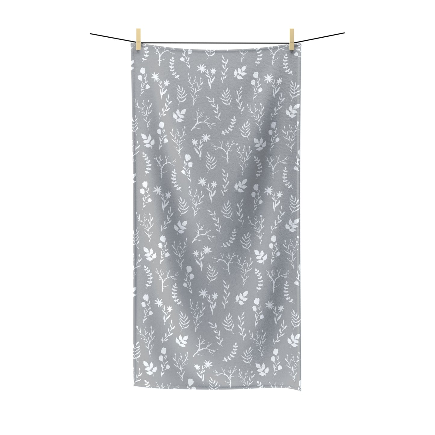 White and Grey Modern Floral Print Bath Towel | Available in 2 Sizes