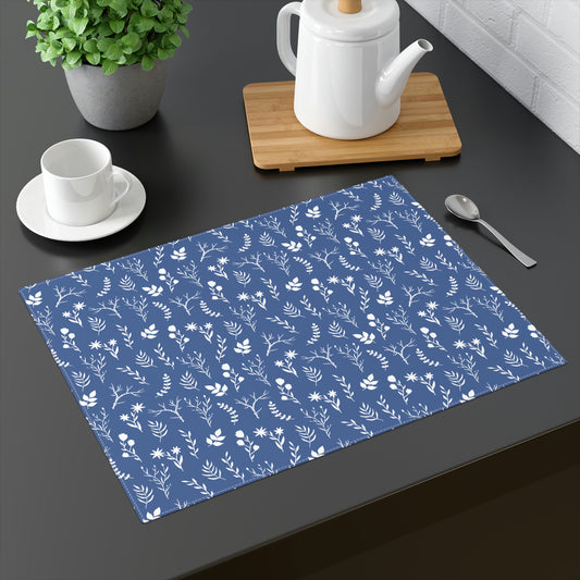 White and Blue Floral Placemat