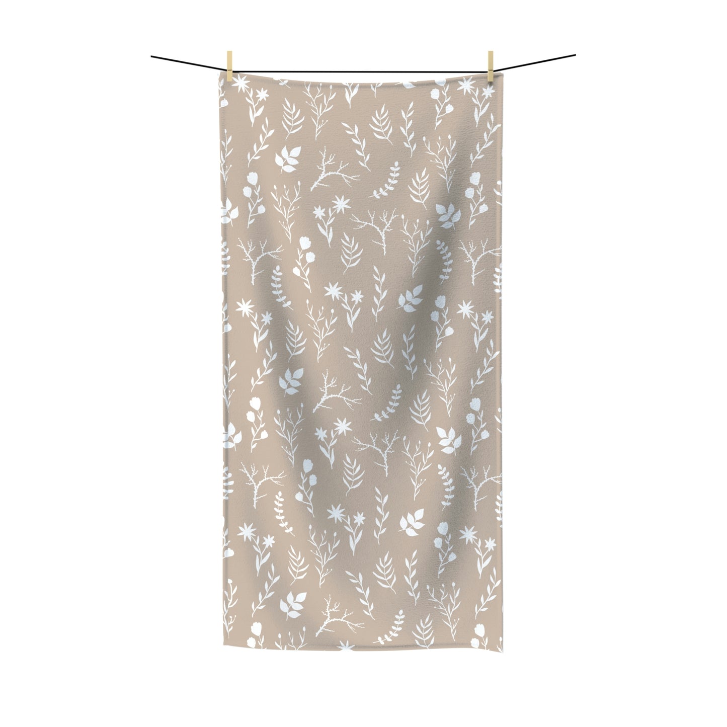 White and Taupe Floral Print Bath Towel | 2 Sizes Available