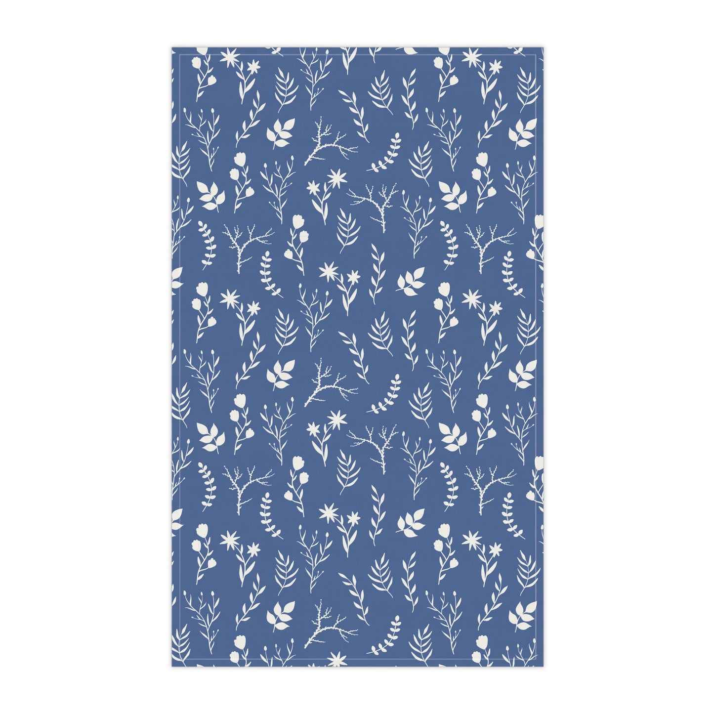 Indigo Blue and White Floral Tea Towel