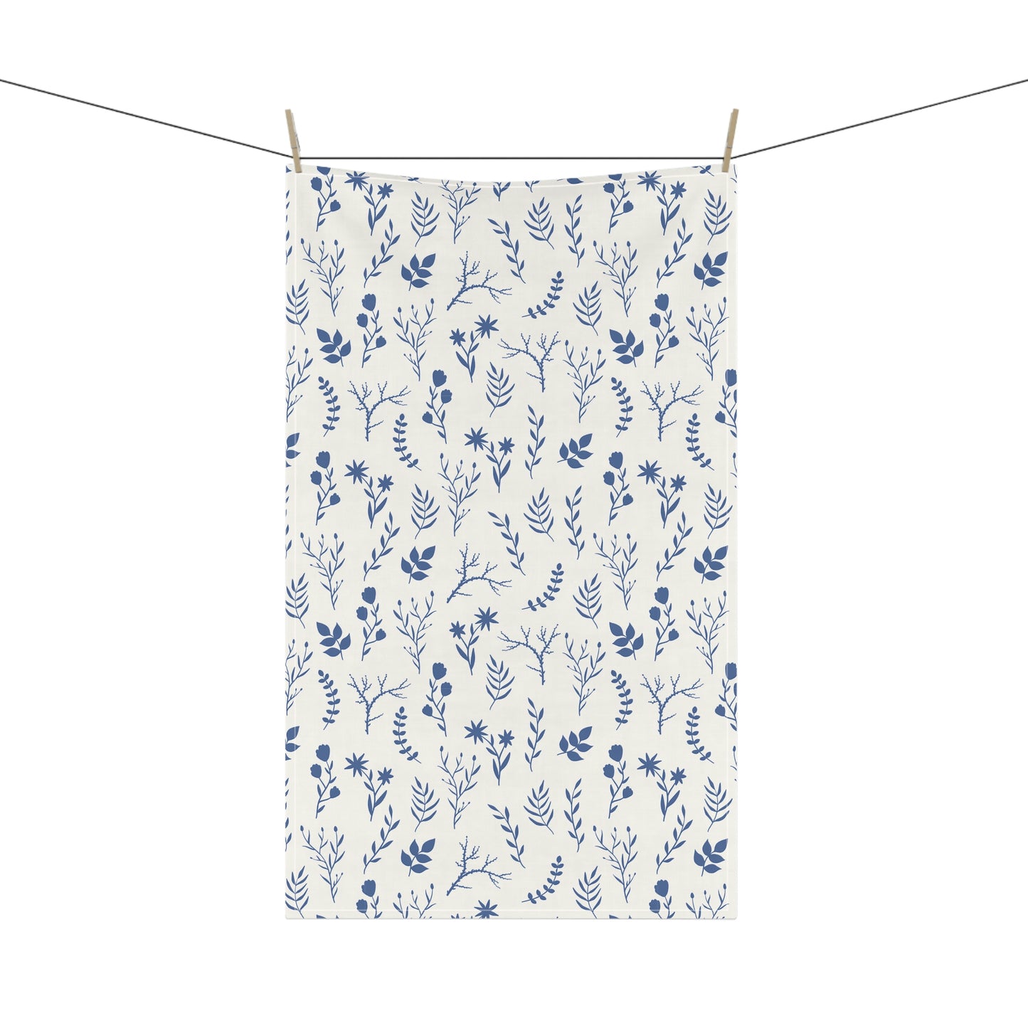 Indigo Blue and White Floral Dish Towel