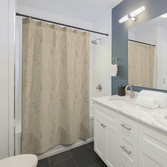 Subtle Taupe Floral Shower Curtain