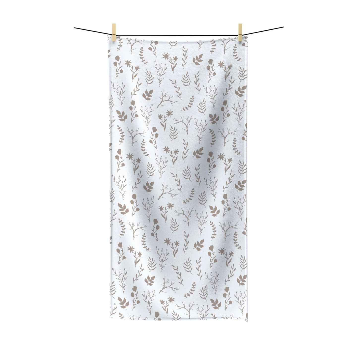 Subtle Taupe and White Floral Bath Towel | 2 Sizes Available