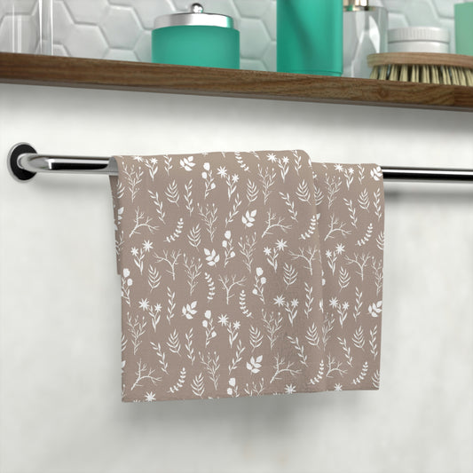 Taupe Floral Face Towel
