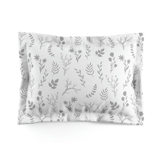 Grey & White Floral Pillow Sham – Transform Your Bedroom with Style!