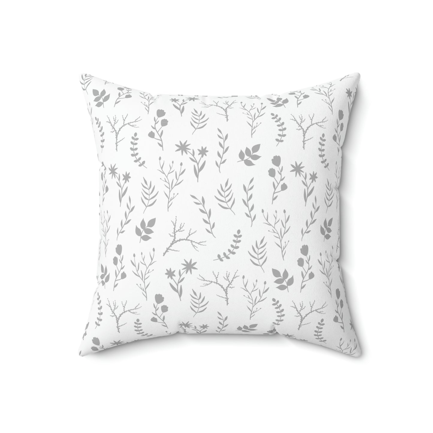 Soft Grey and White Floral Pillow | Available in 4 Sizes