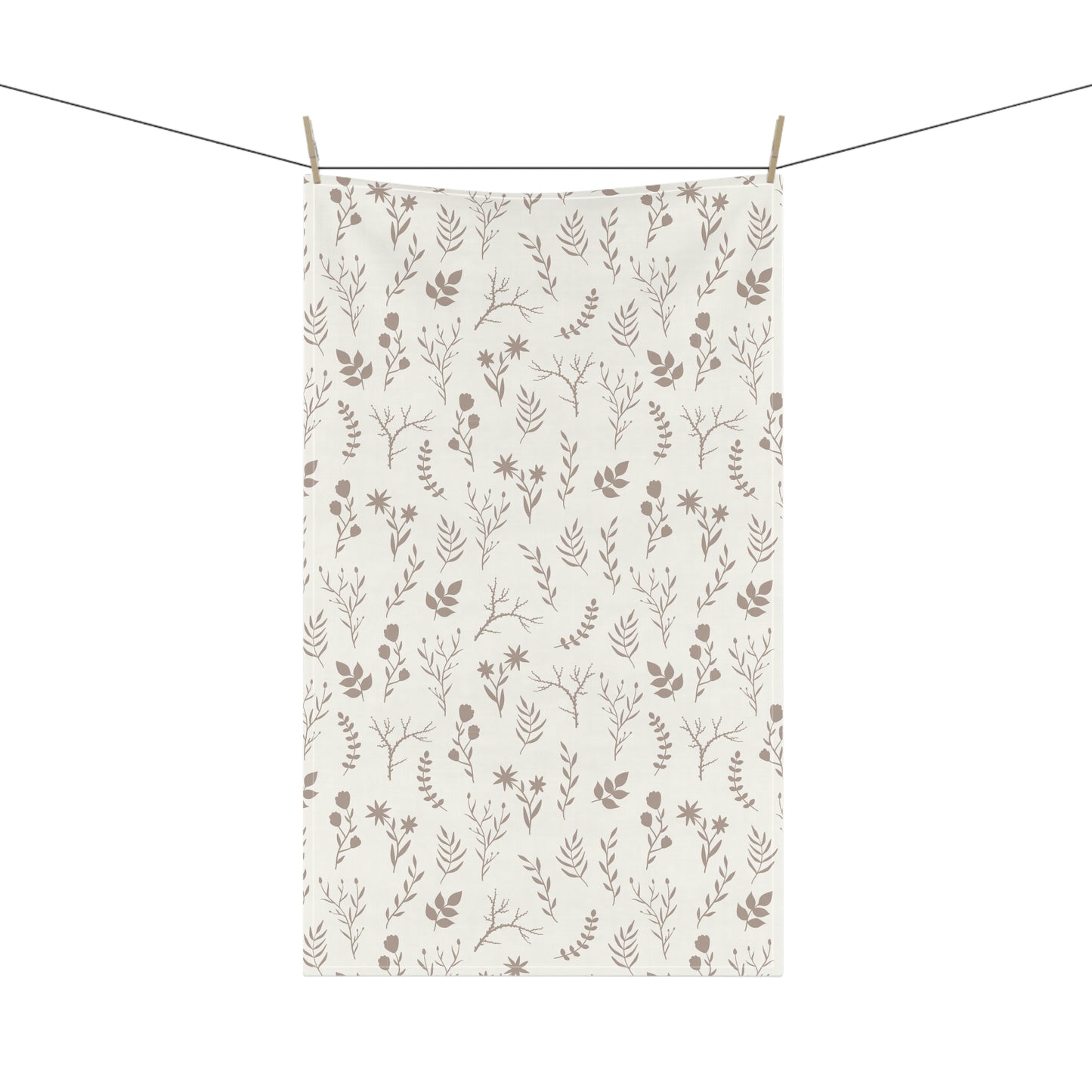 Taupe and White Floral Dish Towel