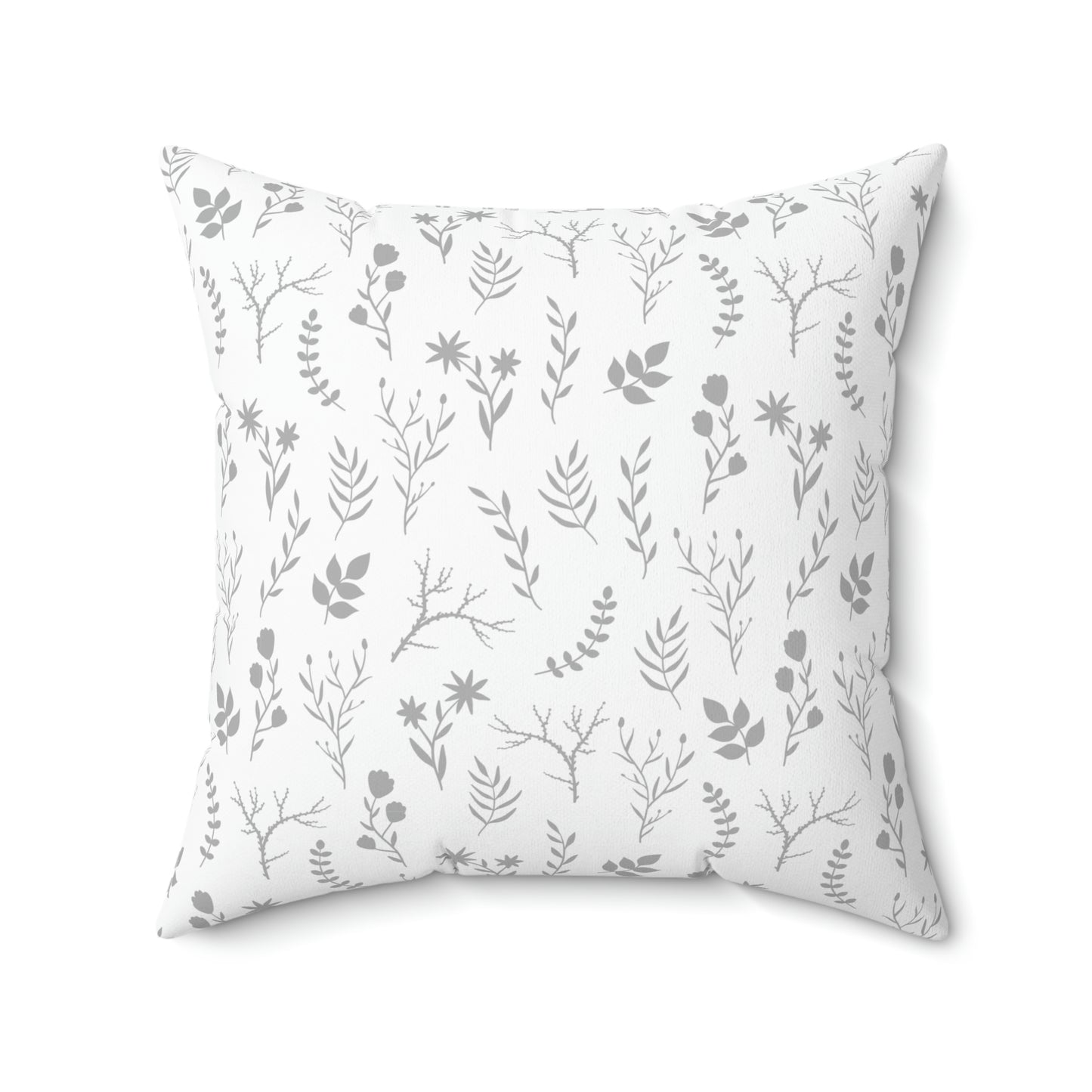 Soft Grey and White Floral Pillow | 4 Sizes Available