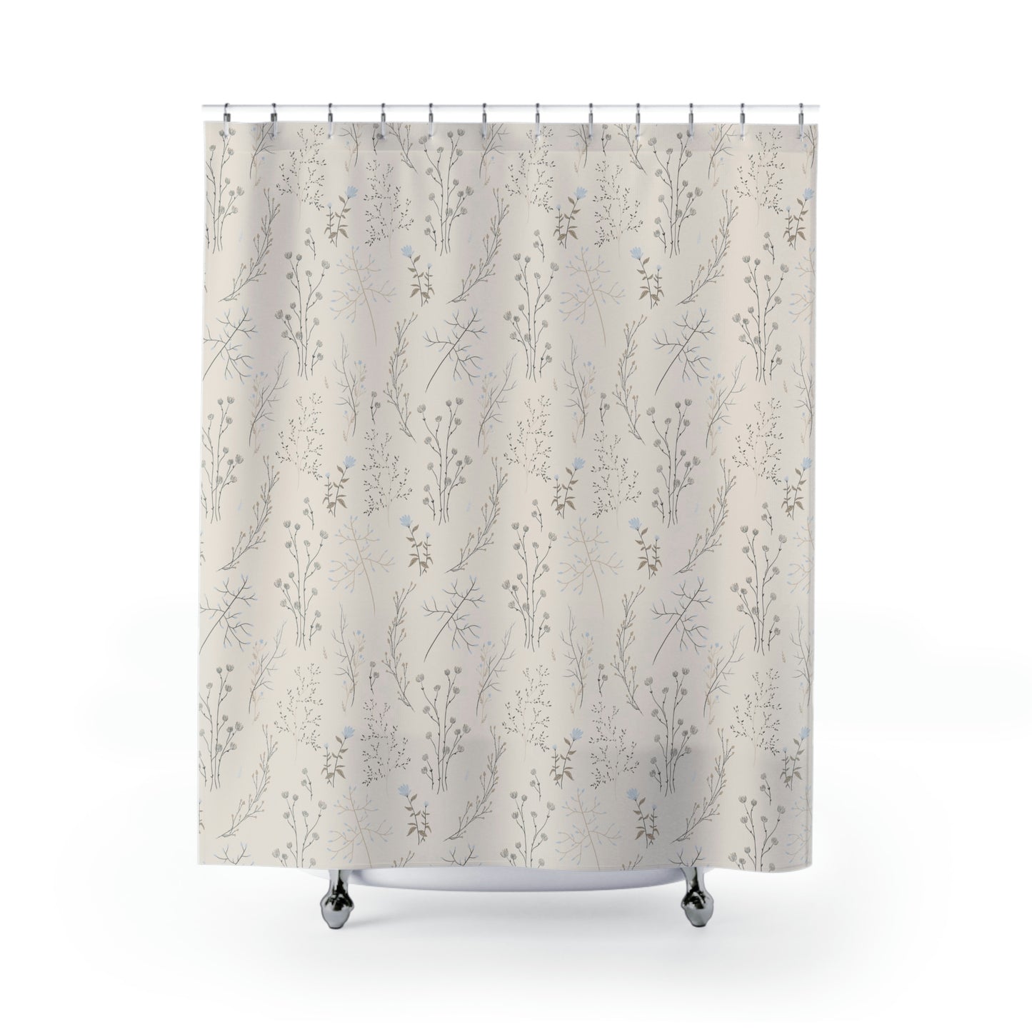 Light Taupe Floral Shower Curtain
