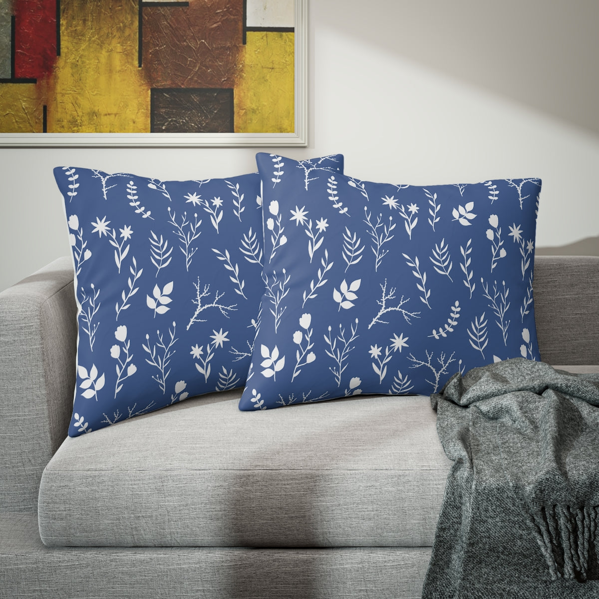 Indigo Blue Pillowcase | Indigo Floral Print Pillowcase | Single Pillow Case - Home Stitchery Decor