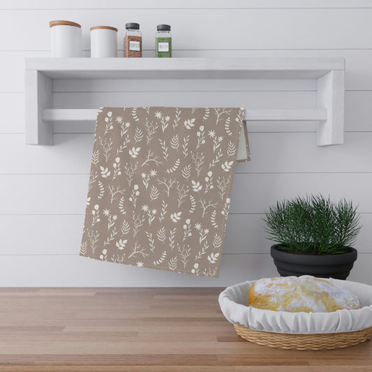 White and Cream Floral Kitchen Towel | Modern Farmhouse Kitchen Towel
