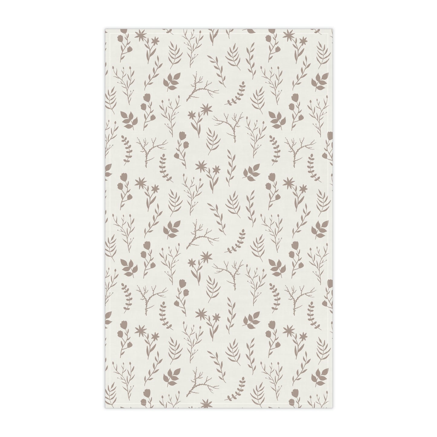 Taupe and White Floral Dish Towel