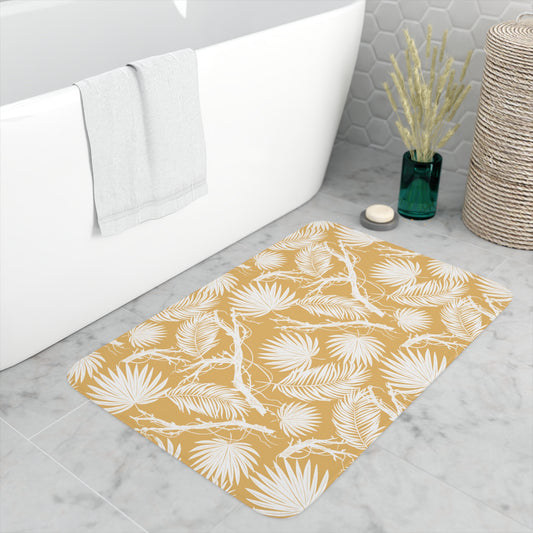 Bathmat Yellow Palm Leaf Tropical Bathroom Mat For Vanity Rug For Shower Anti-slip Bathmat