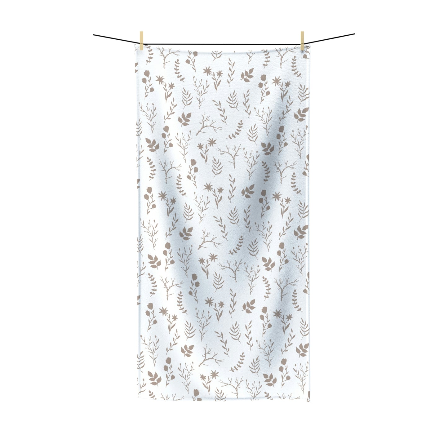 Subtle Taupe and White Floral Bath Towel | 2 Sizes Available
