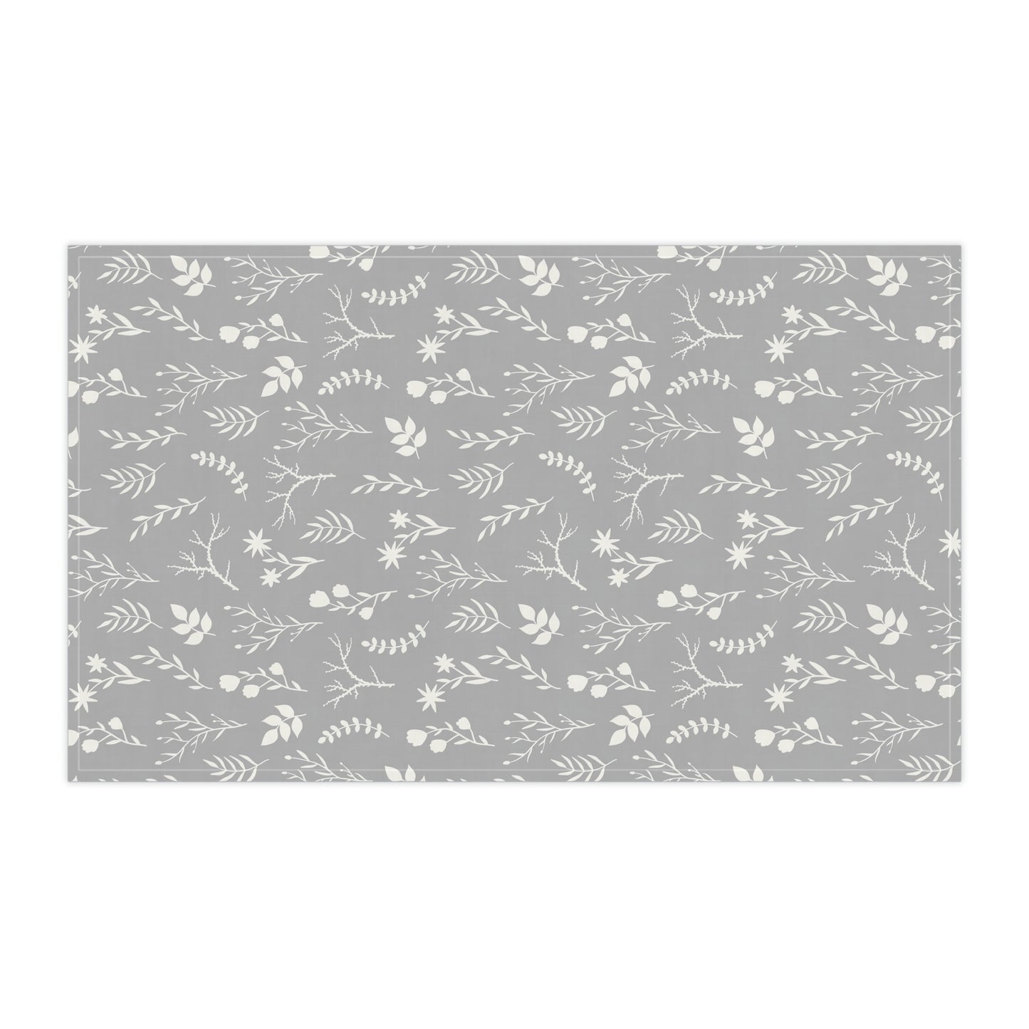 Grey and White Modern Farmhouse Floral Dish Towel | White and Grey Floral Tea Towel