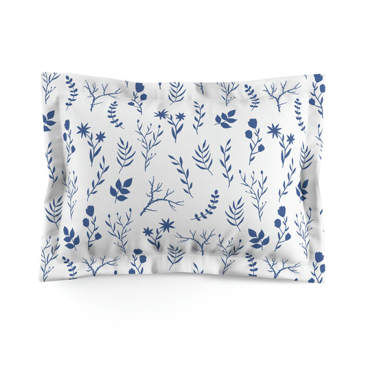 Indigo Blue Bedroom Microfiber Pillow Sham | Super Soft Blue Floral Pillow Sham