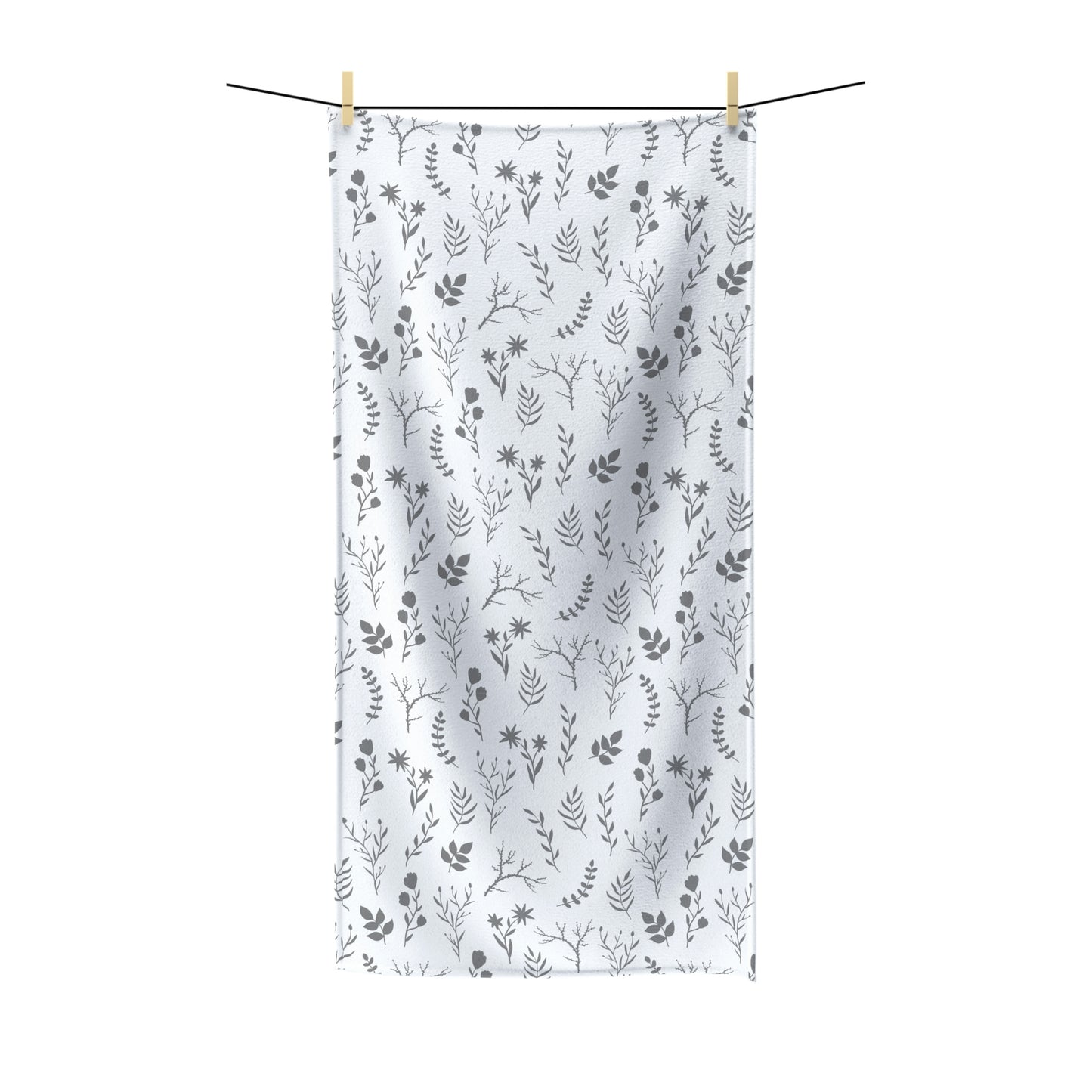 Grey and White Floral Bath Towel | 2 Sizes Available